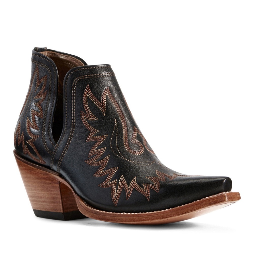 Ariat Women's Black and Tan Embroidered Ankle Booties